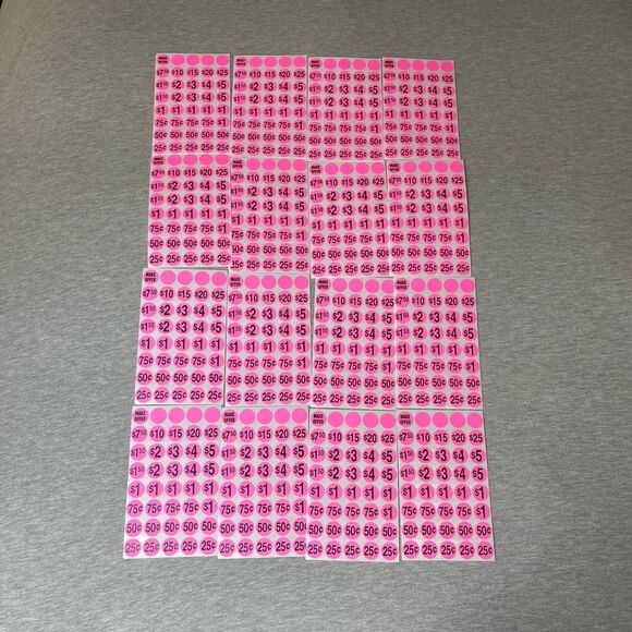 Sunburst Systems Priced & Numbered Garage Sale Stickers 16 PCS. Set - Pink - Picture 1 of 6